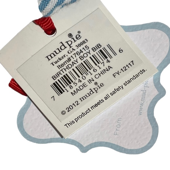 🛍️ SOLD OUT 🛍️ Mud Pie Birthday Boy Bib Party Alligator 0-12 Months - Picture 7 of 8